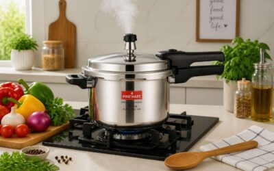 Pineware pressure cooker: fast, healthy meals in minutes.